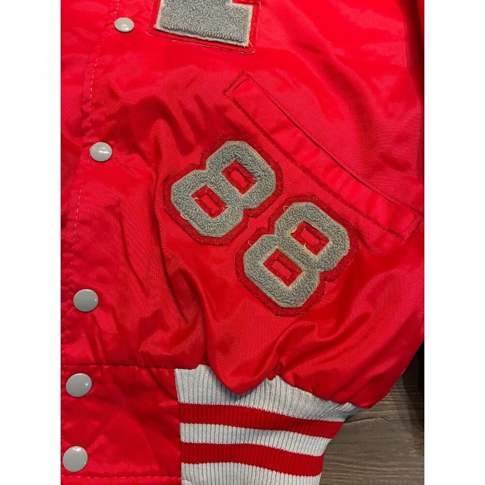 Vintage Delong Varsity Bowling Jacket Men Large Red Nylon Bomber Sportswear 90s - Picture 5 of 8